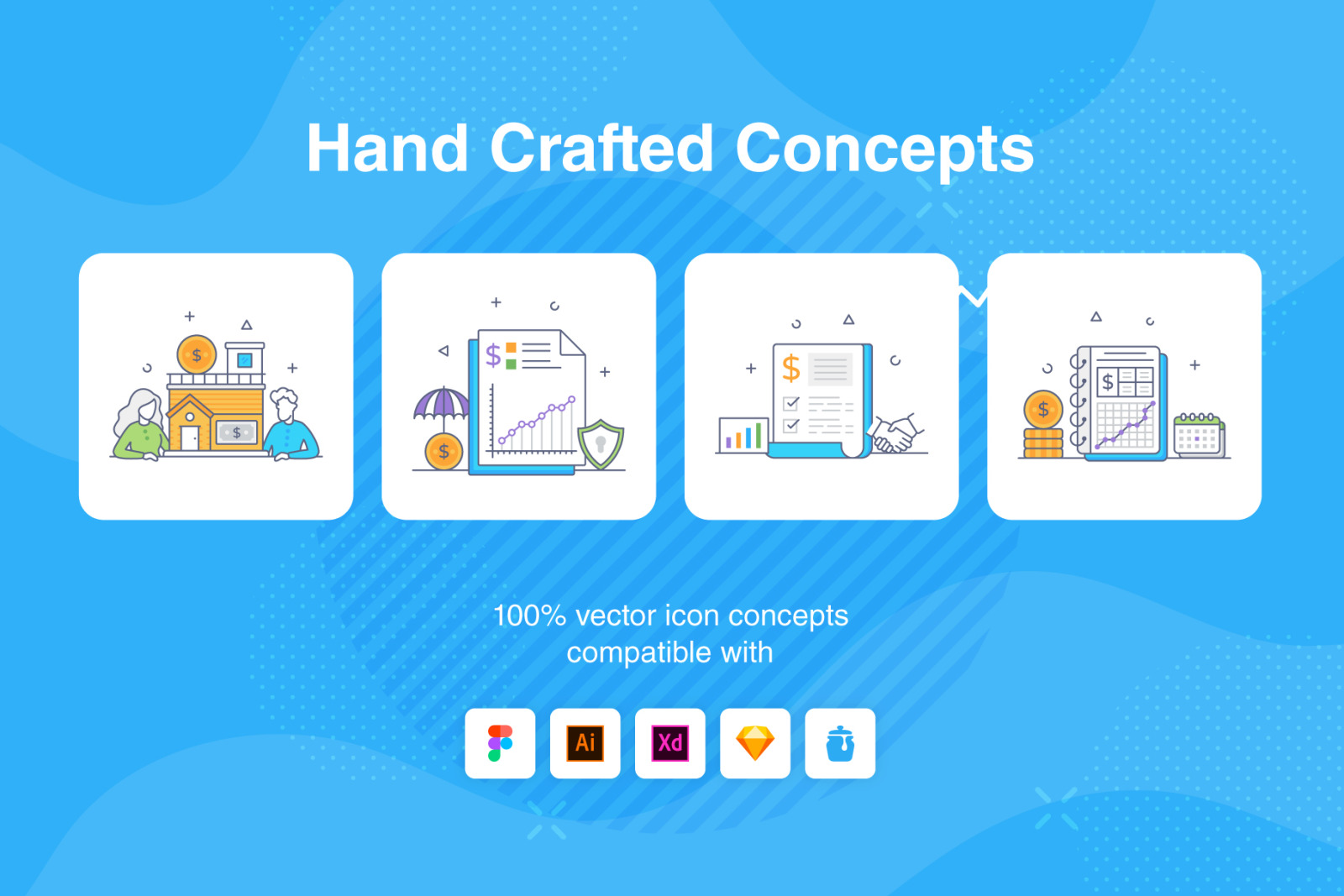 Set of Finance Flat Outline Vector