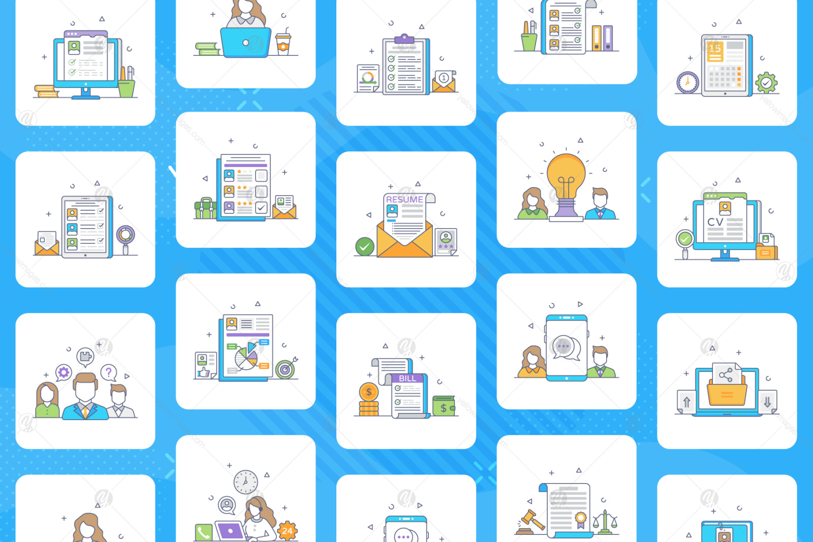 Human Resources Flat Outline Pack