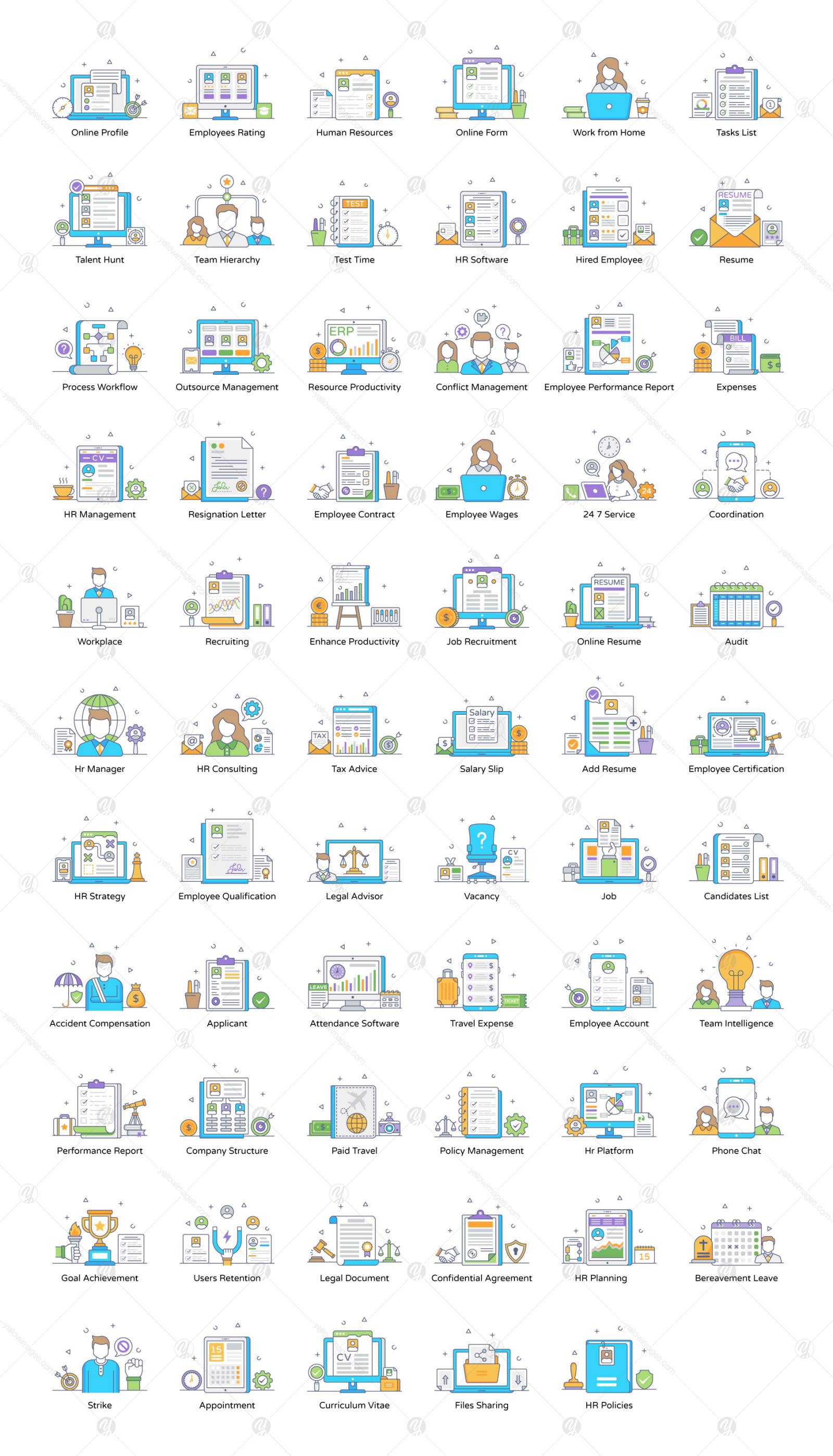 Human Resources Flat Outline Pack