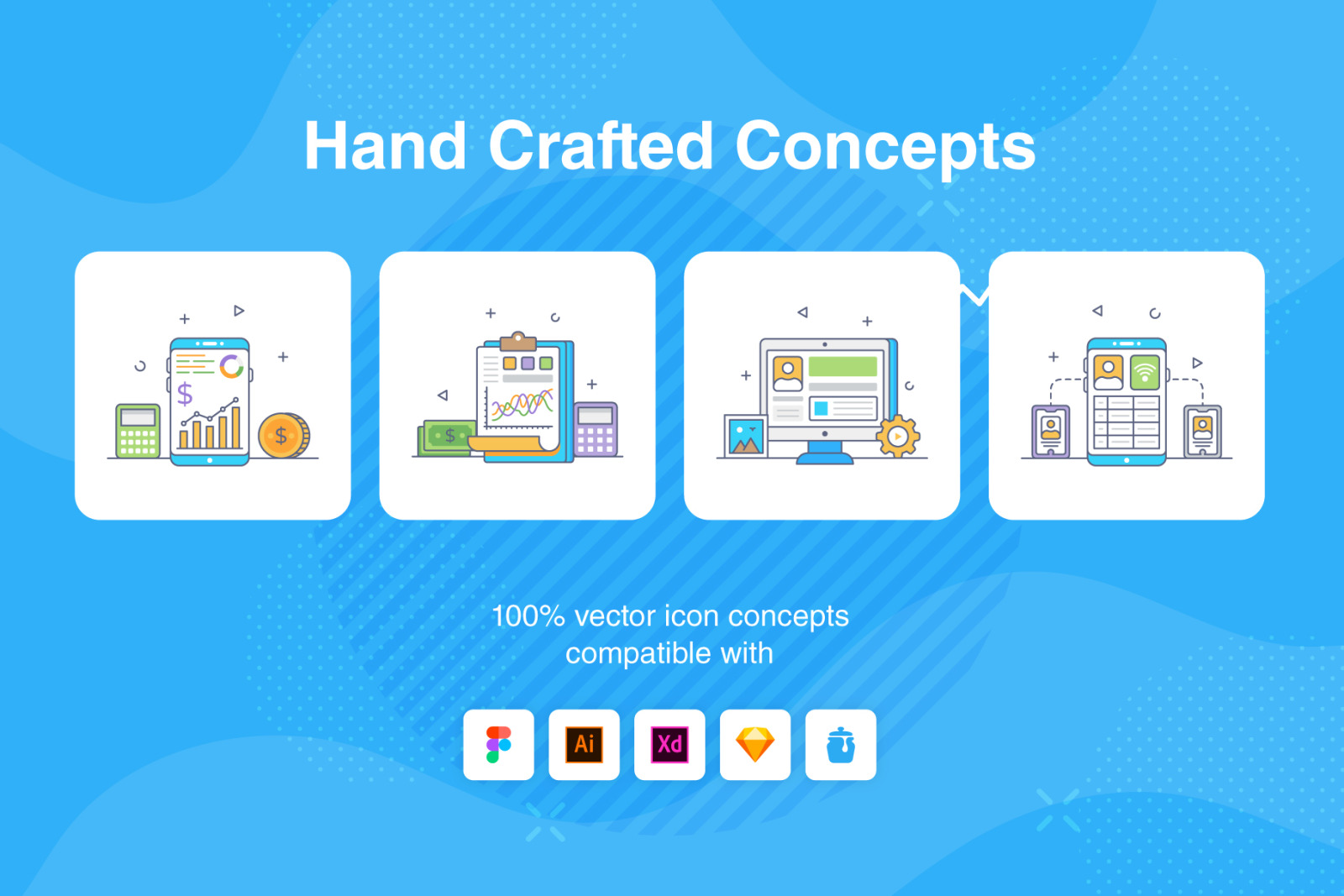 Business Management flat outline icons Business Management flat outline icons