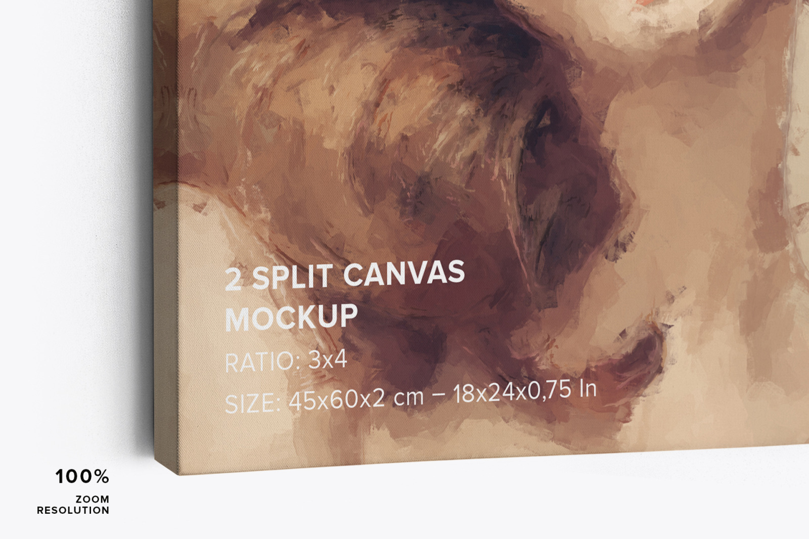 Hanging Two Split Canvas Ratio 3x4 Mockup - Left 0.75 In Wrap