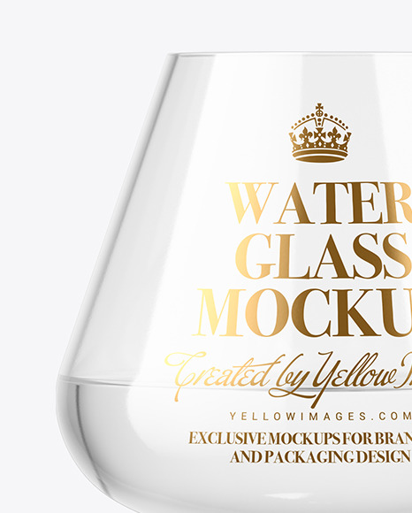 Clear Wine Glass w/ Water Mockup