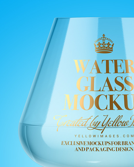 Clear Wine Glass w/ Water Mockup