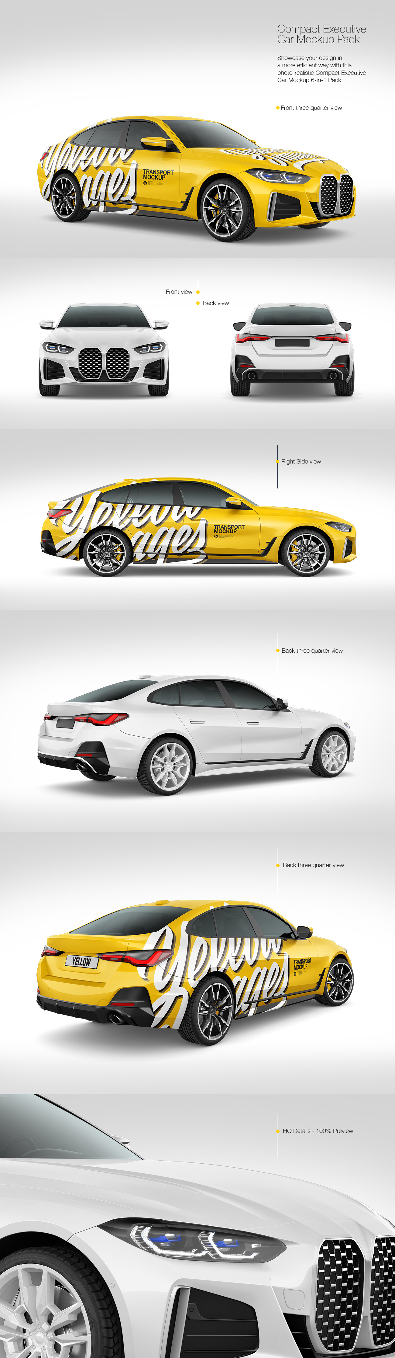 Compact Executive Car Mockup - Pack Compact Executive Car Mockup - Pack