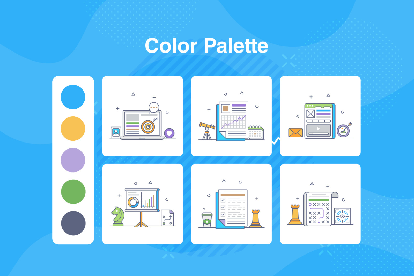 Strategy Flat Line Icons Pack Strategy Flat Line Icons Pack
