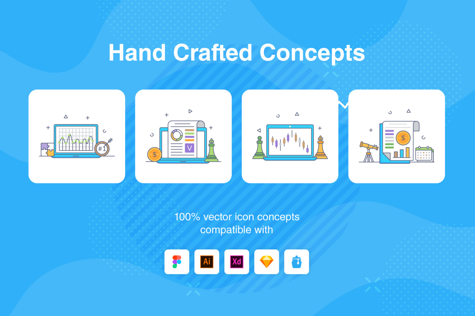 Strategy Flat Line Icons Pack