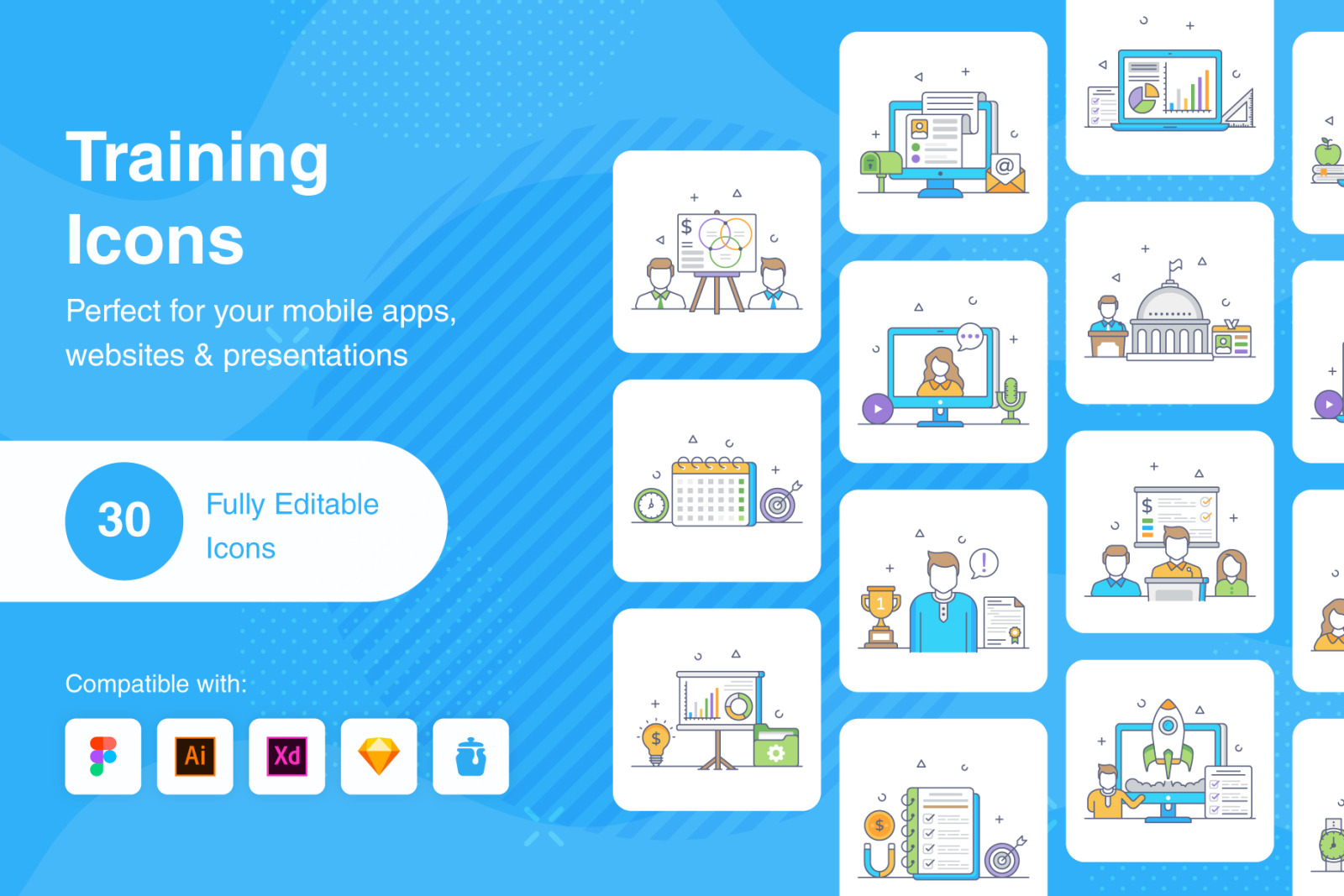 Business Trainings Flat Icons