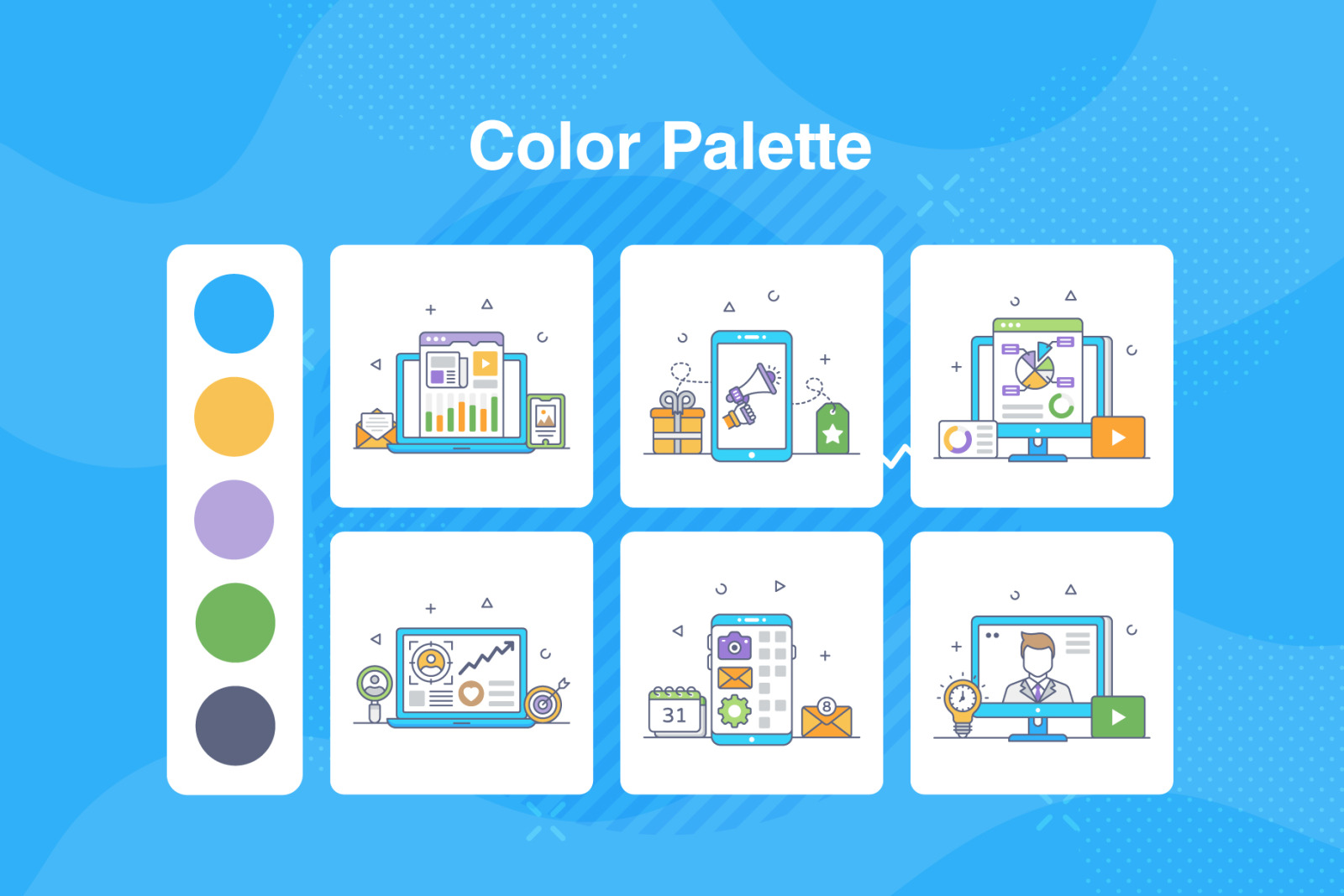 Digital Business Flat Outline Digital Business Flat Outline