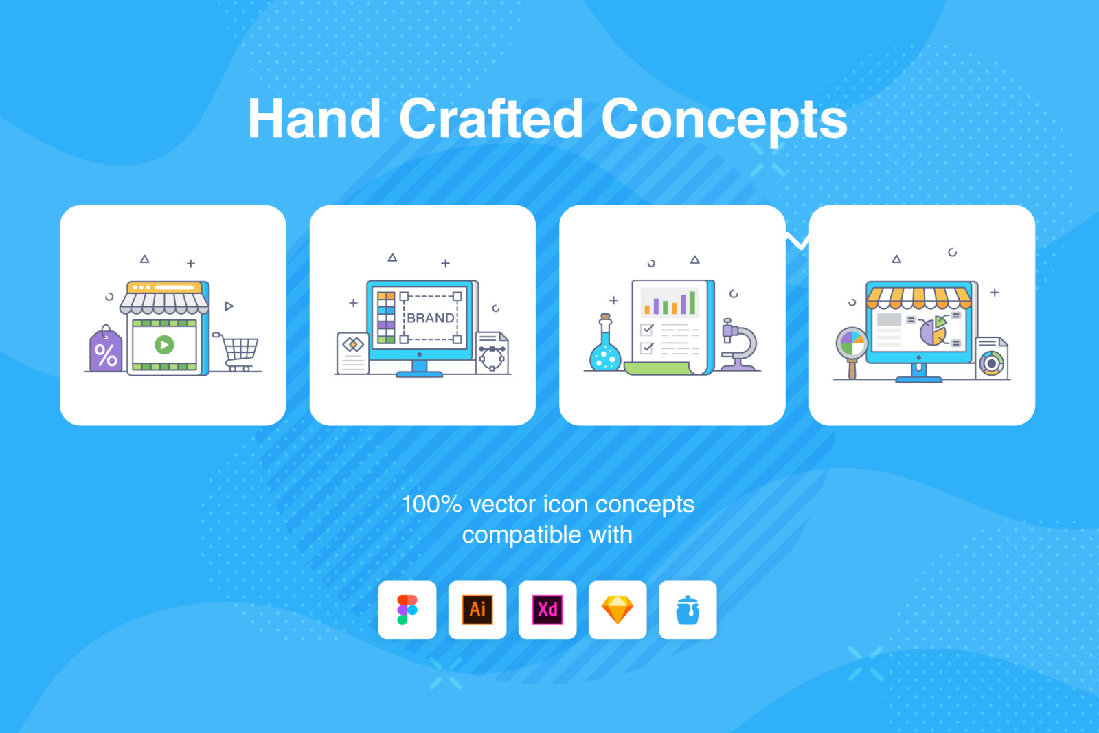Business Marketing Flat Outline Vectors Business Marketing Flat Outline Vectors