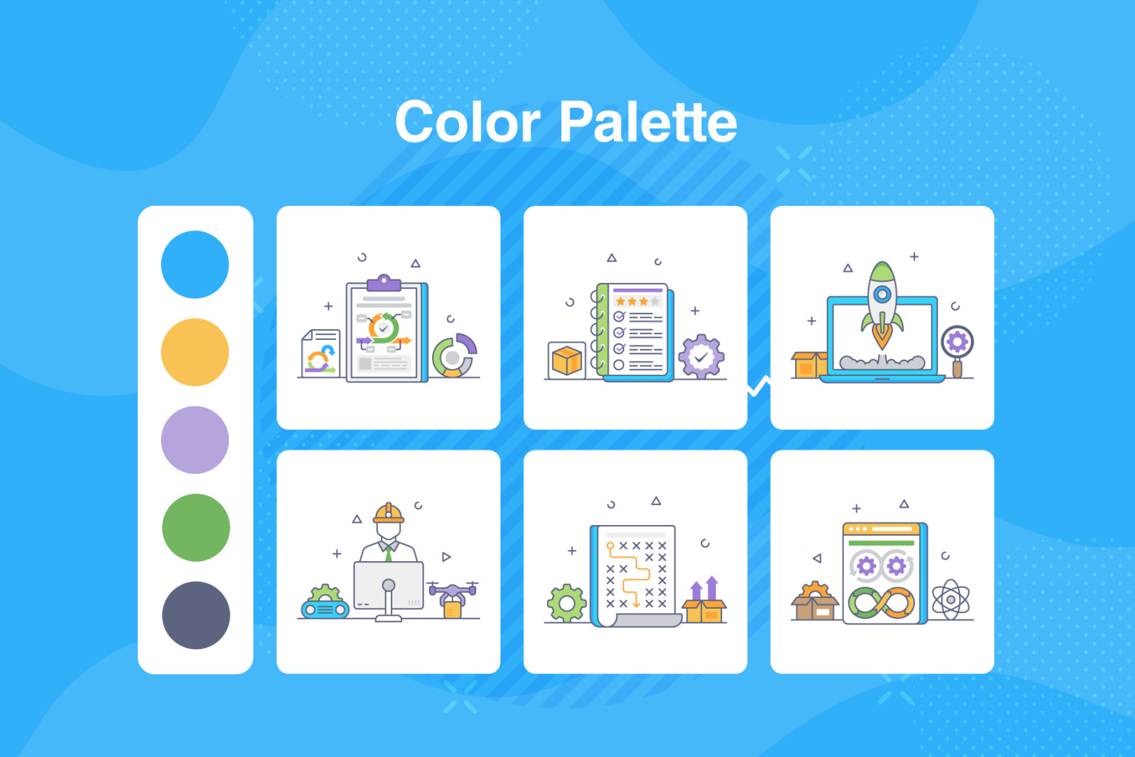 Production Management Flat Outline Icons Production Management Flat Outline Icons