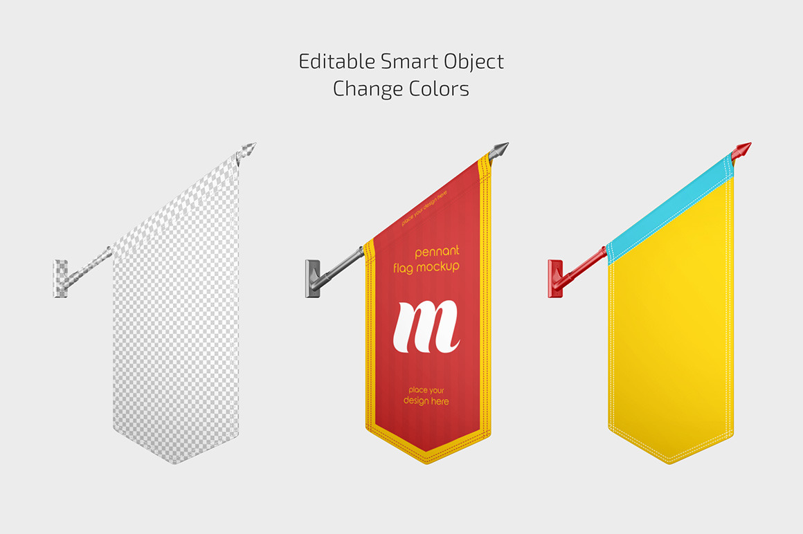 Pennant Flag Mockup Set Pennant Flag Mockup Set