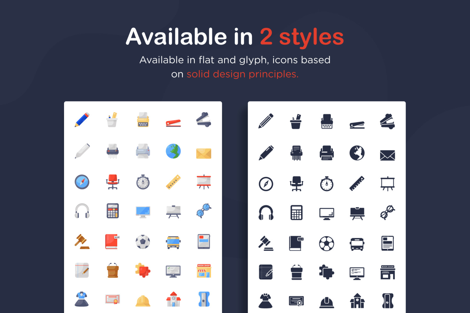 Education Icons in Modern Flat Style