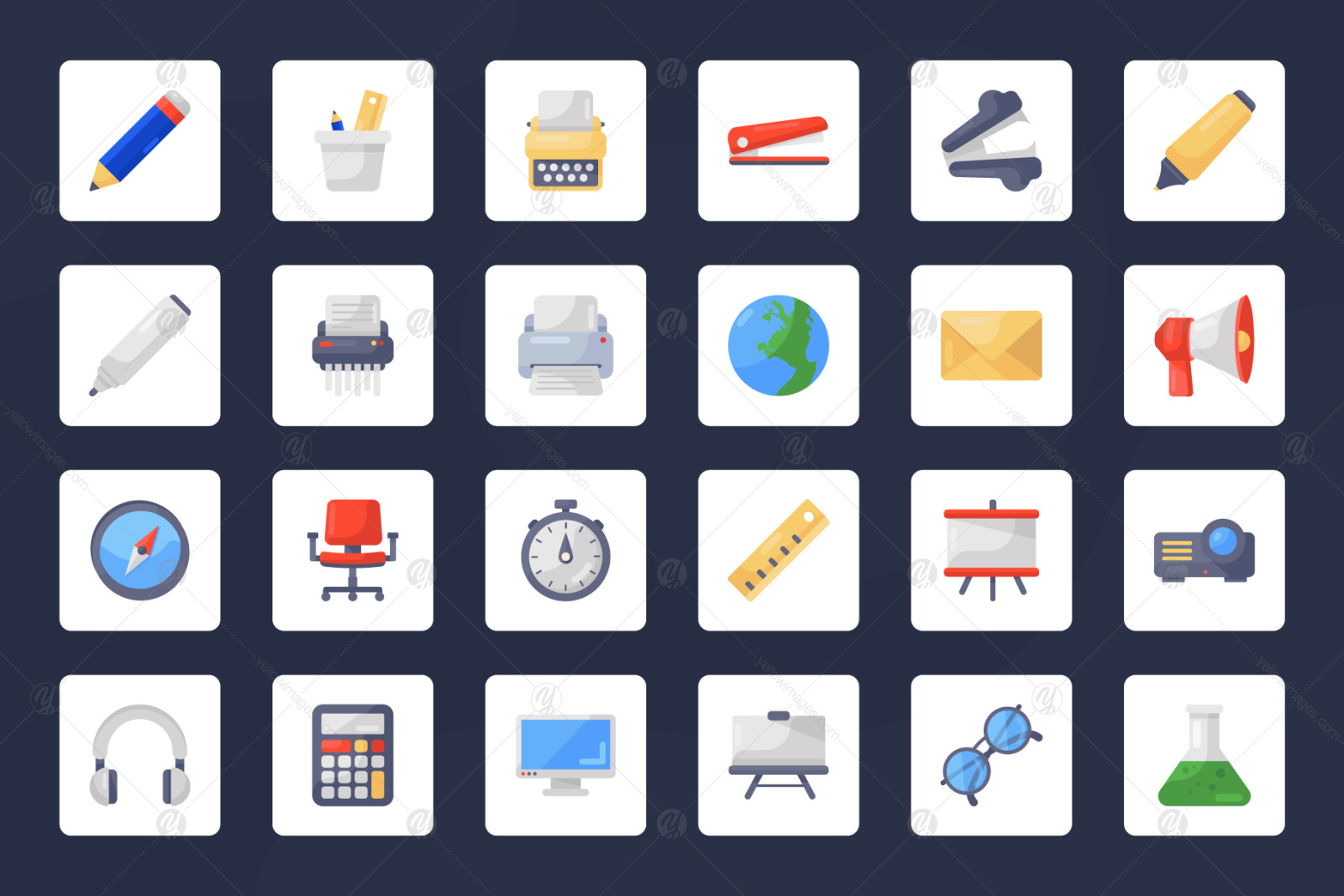 Education Icons in Modern Flat Style