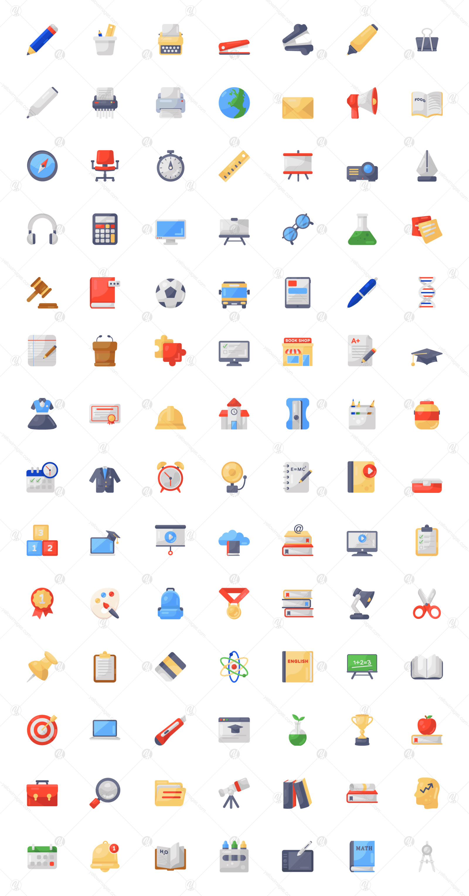 Education Icons in Modern Flat Style