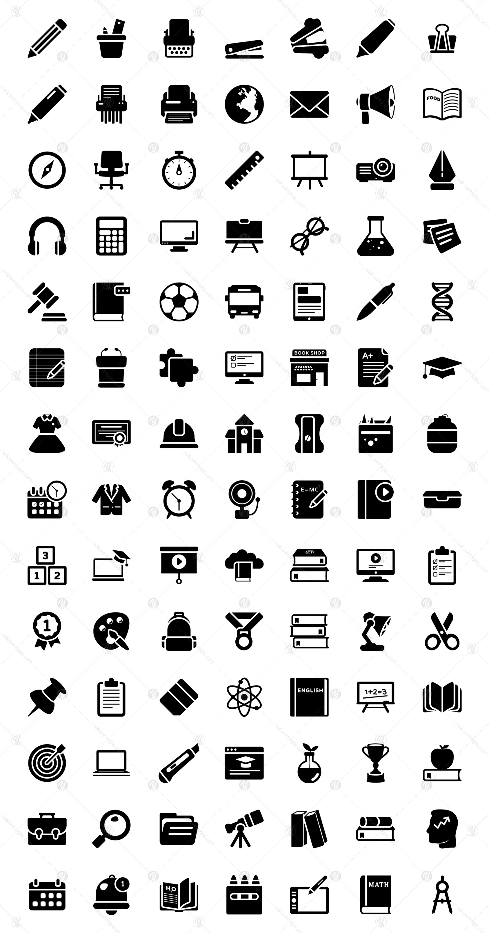 Education Icons in Modern Flat Style