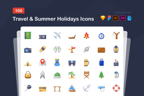 Travel and Summer Holiday Icons - Ticket