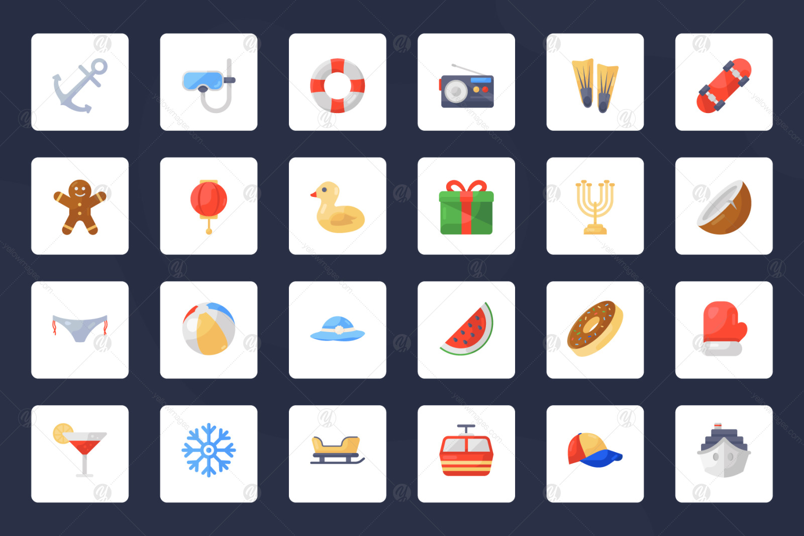 Travel and Summer Holiday Icons Travel and Summer Holiday Icons