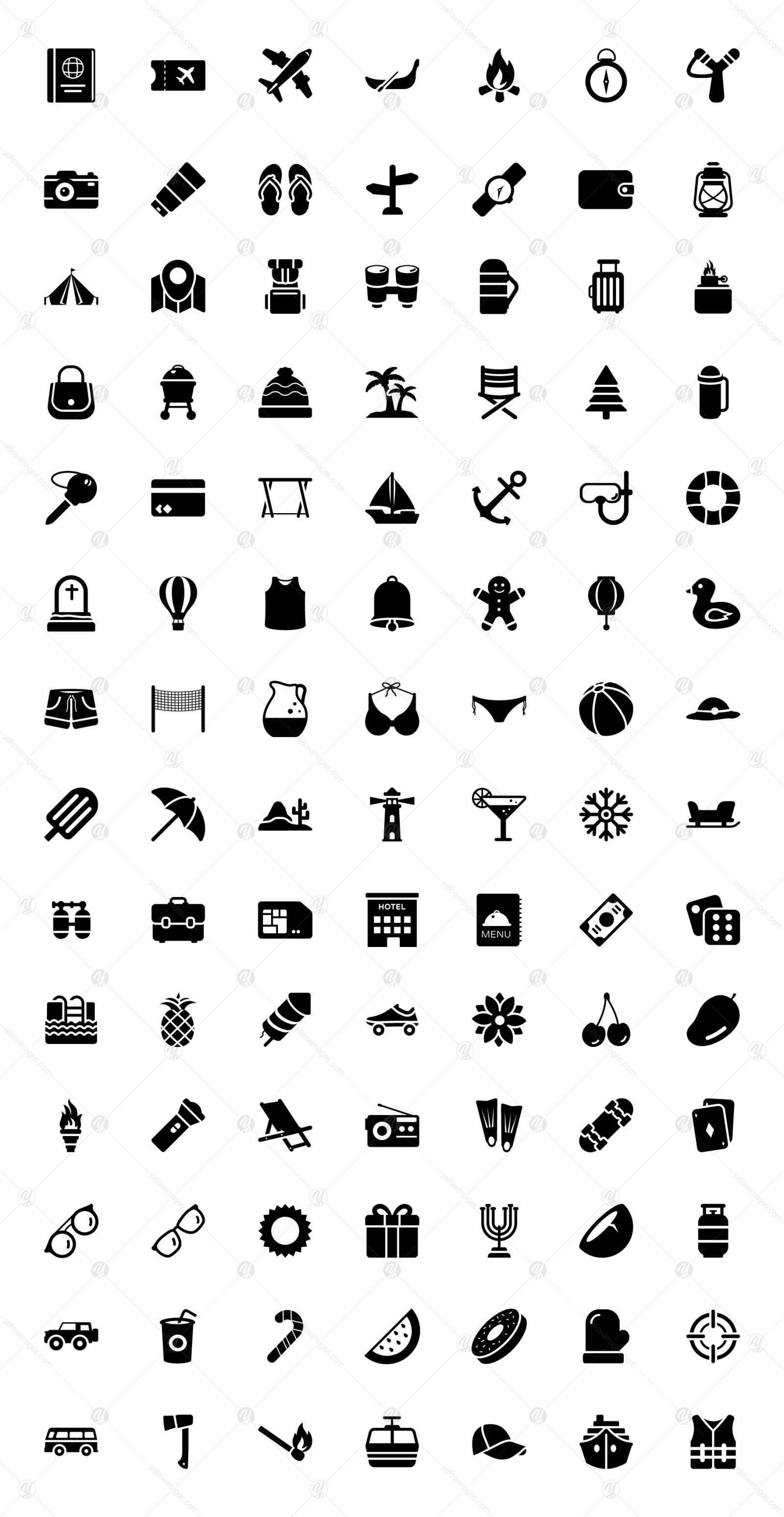 Travel and Summer Holiday Icons Travel and Summer Holiday Icons