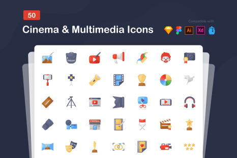 Cinema and Multimedia Flat Icons - Movie icons