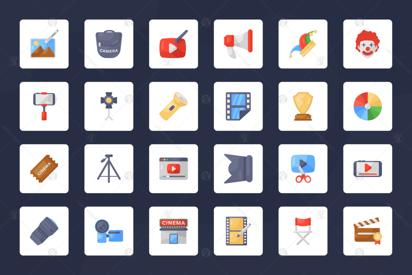 Cinema and Multimedia Flat Icons