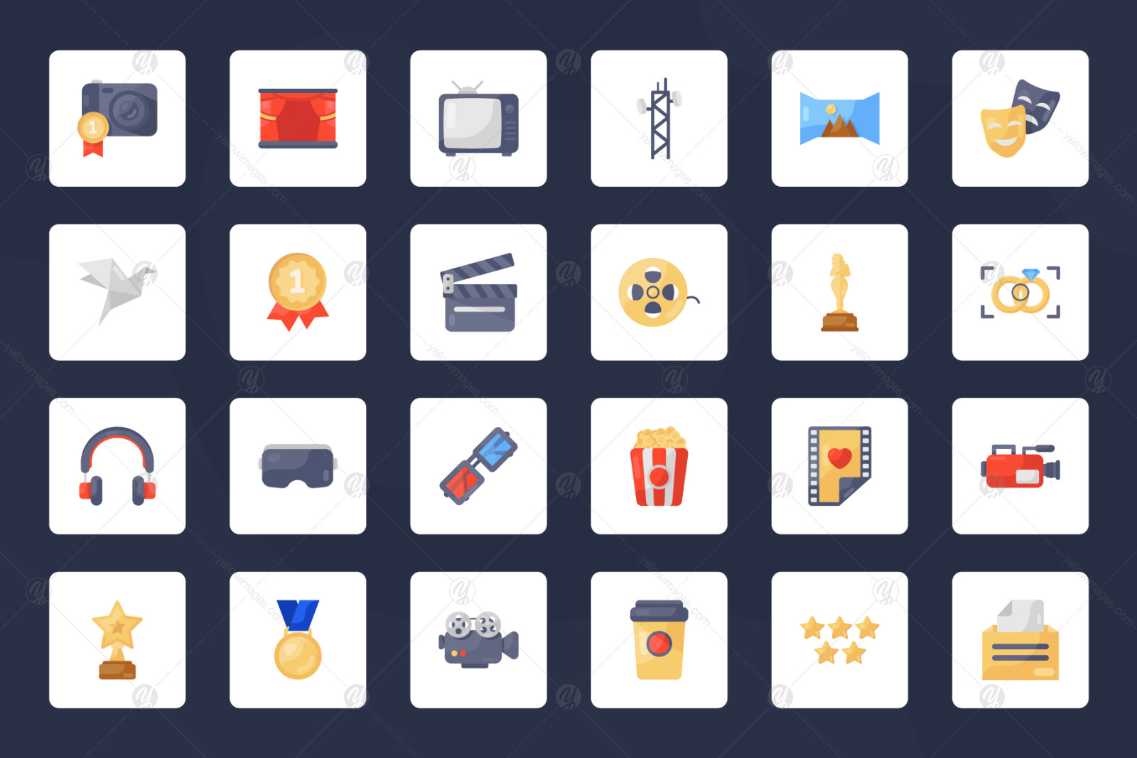 Cinema and Multimedia Flat Icons