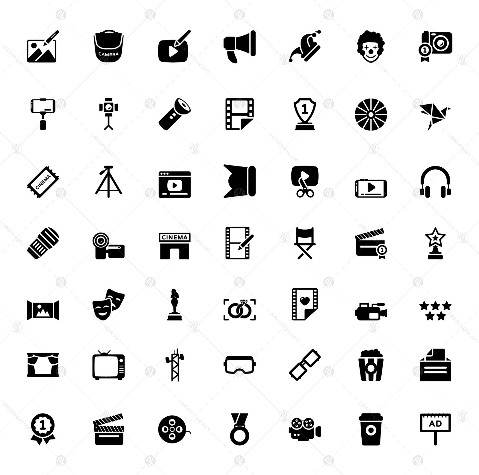 Cinema and Multimedia Flat Icons