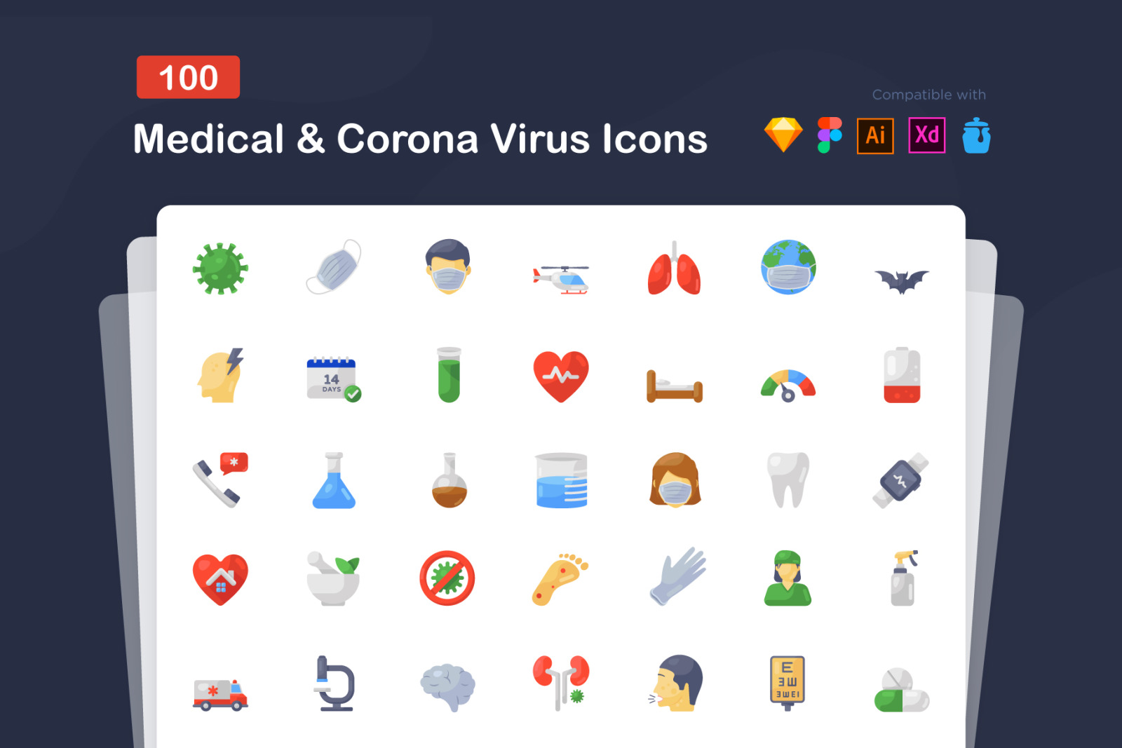 Medical and Corona Flat Icons Pack Medical and Corona Flat Icons Pack