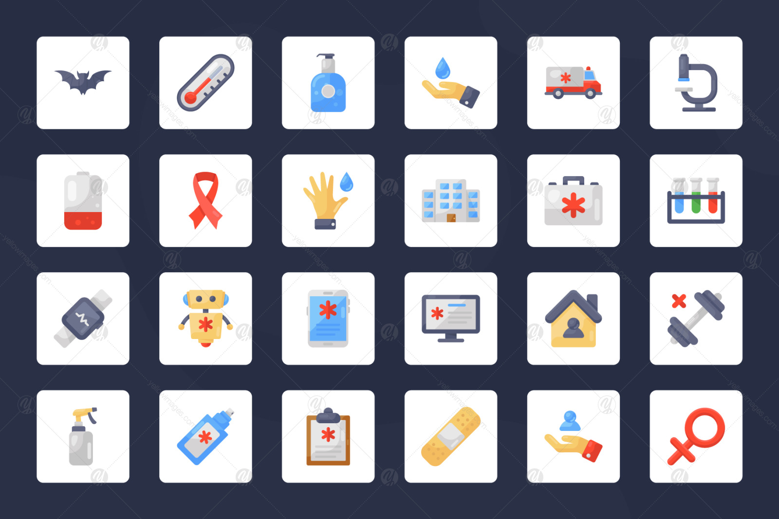 Medical and Corona Flat Icons Pack Medical and Corona Flat Icons Pack