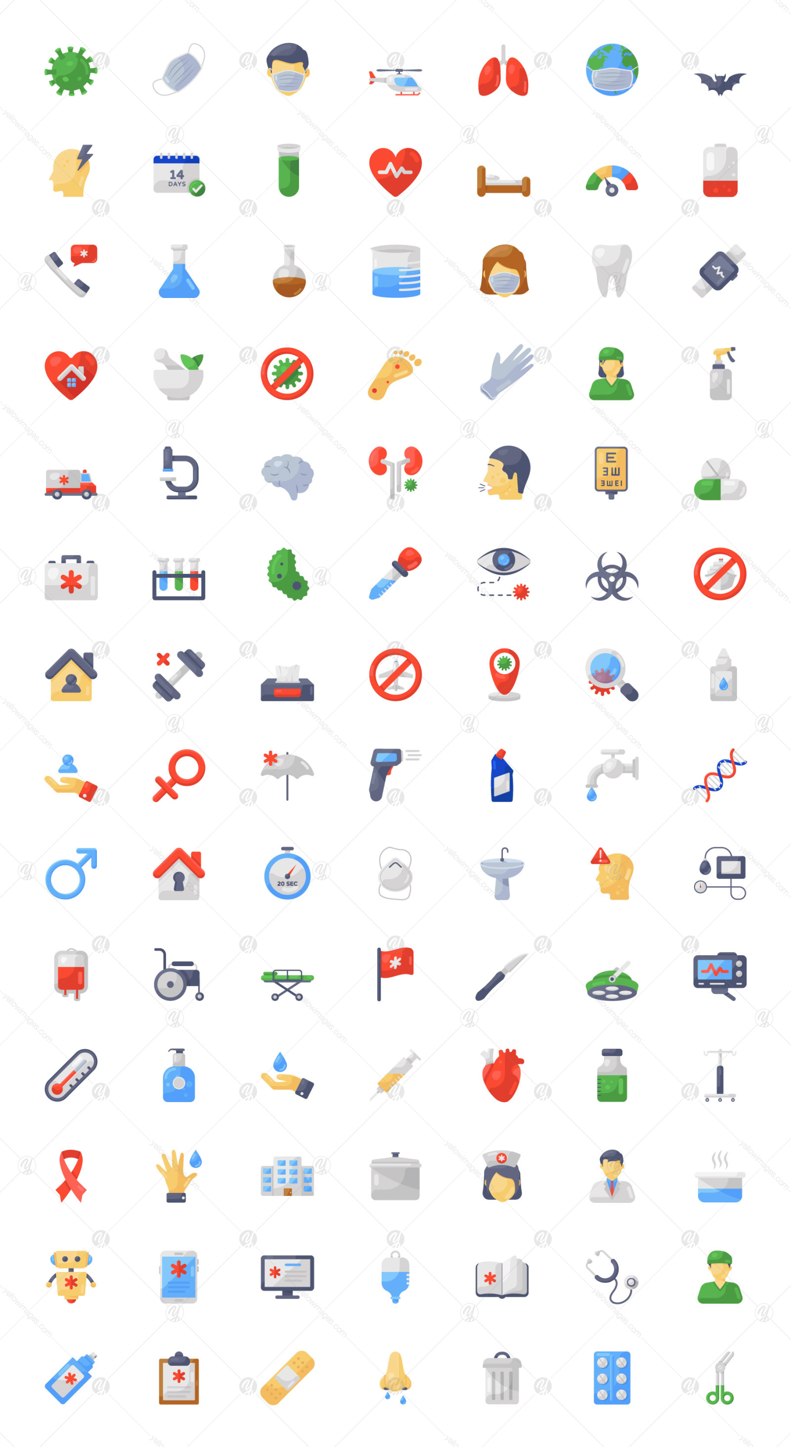 Medical and Corona Flat Icons Pack Medical and Corona Flat Icons Pack