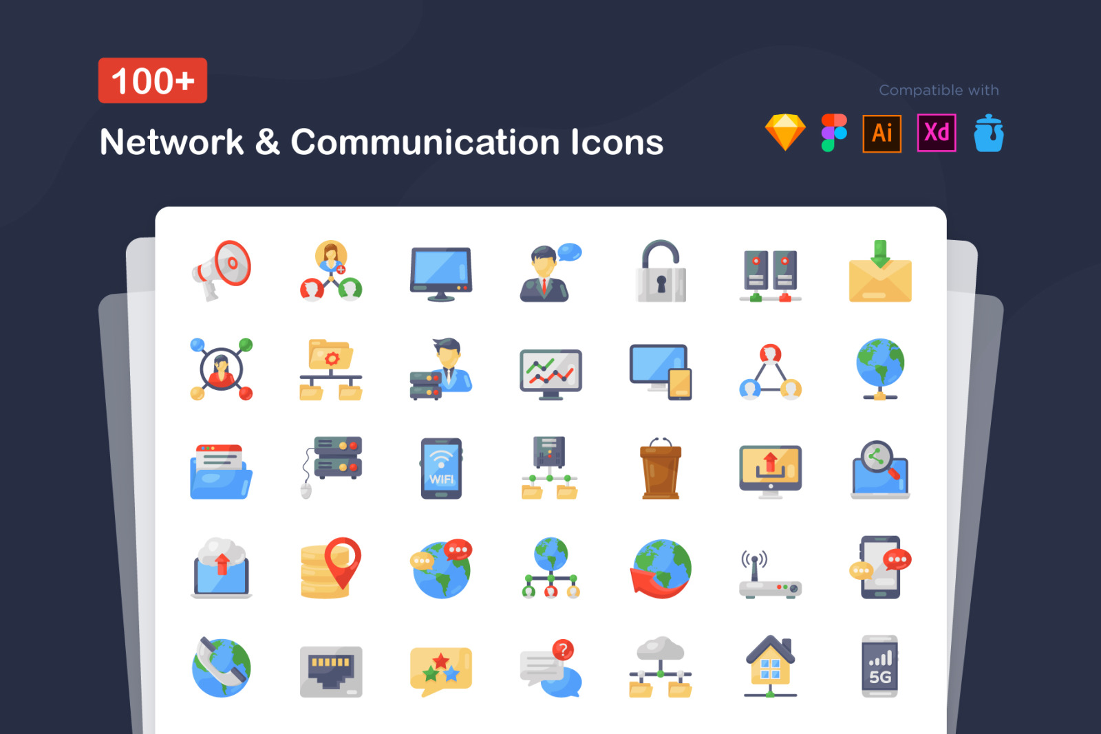 Network and Communication Flat Icons Network and Communication Flat Icons