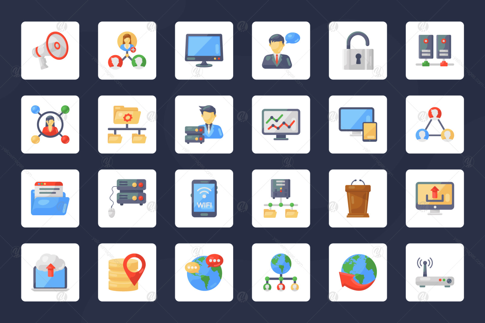 Network and Communication Flat Icons