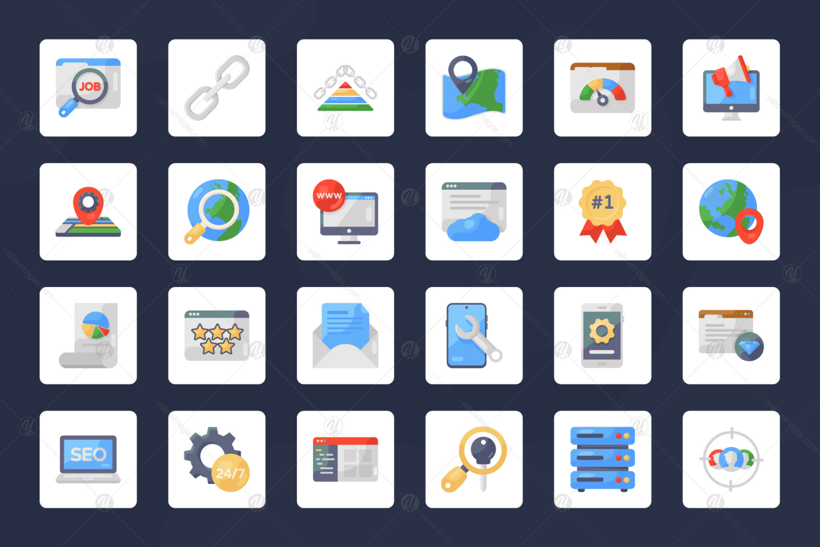 Digital Marketing Flat Icons Set