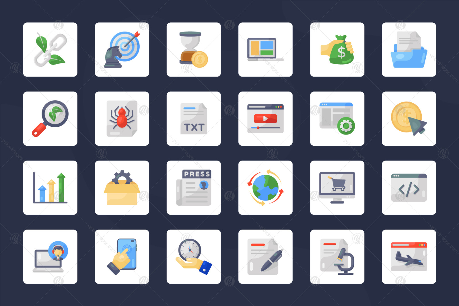 Digital Marketing Flat Icons Set