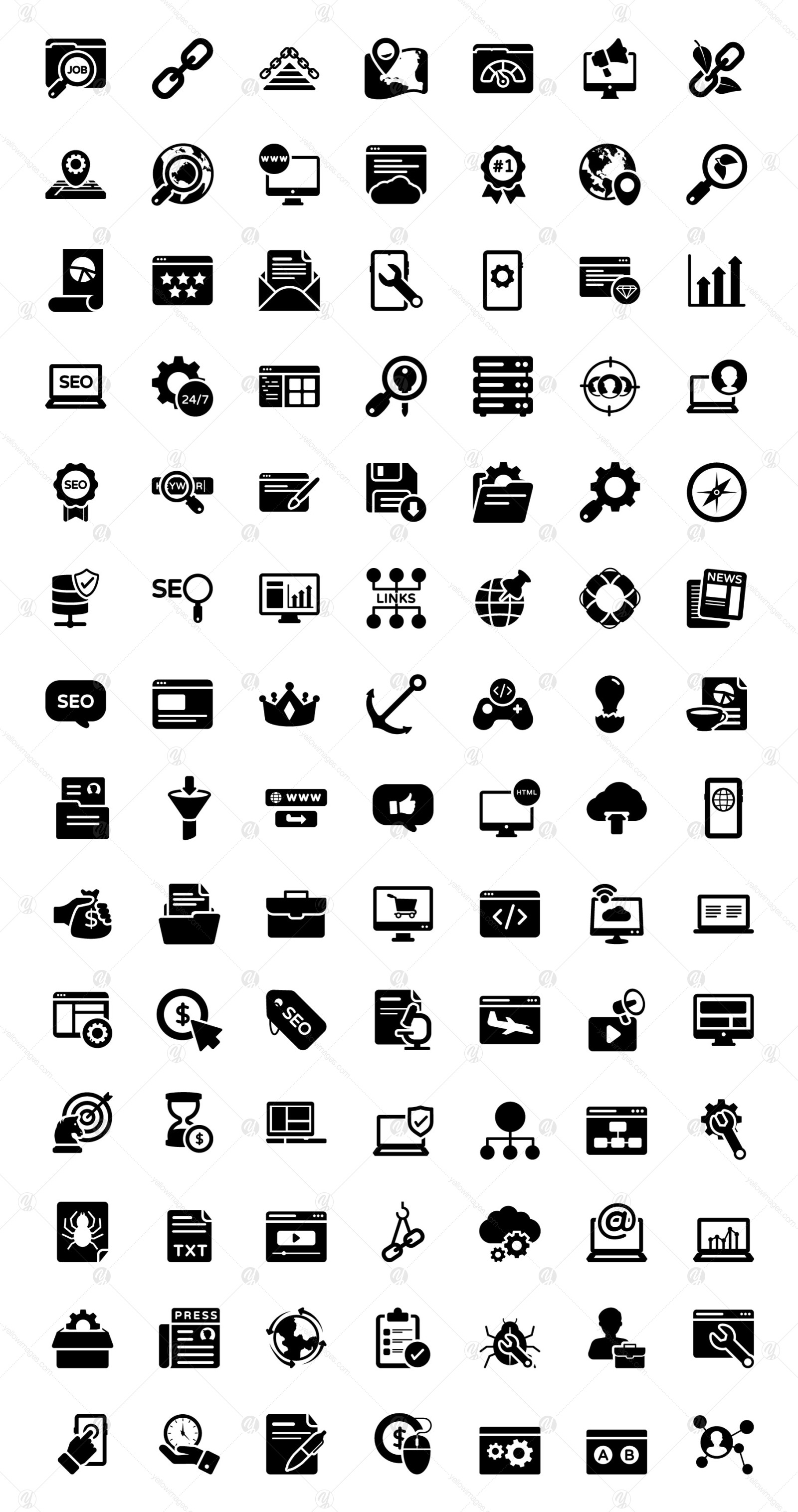 Digital Marketing Flat Icons Set