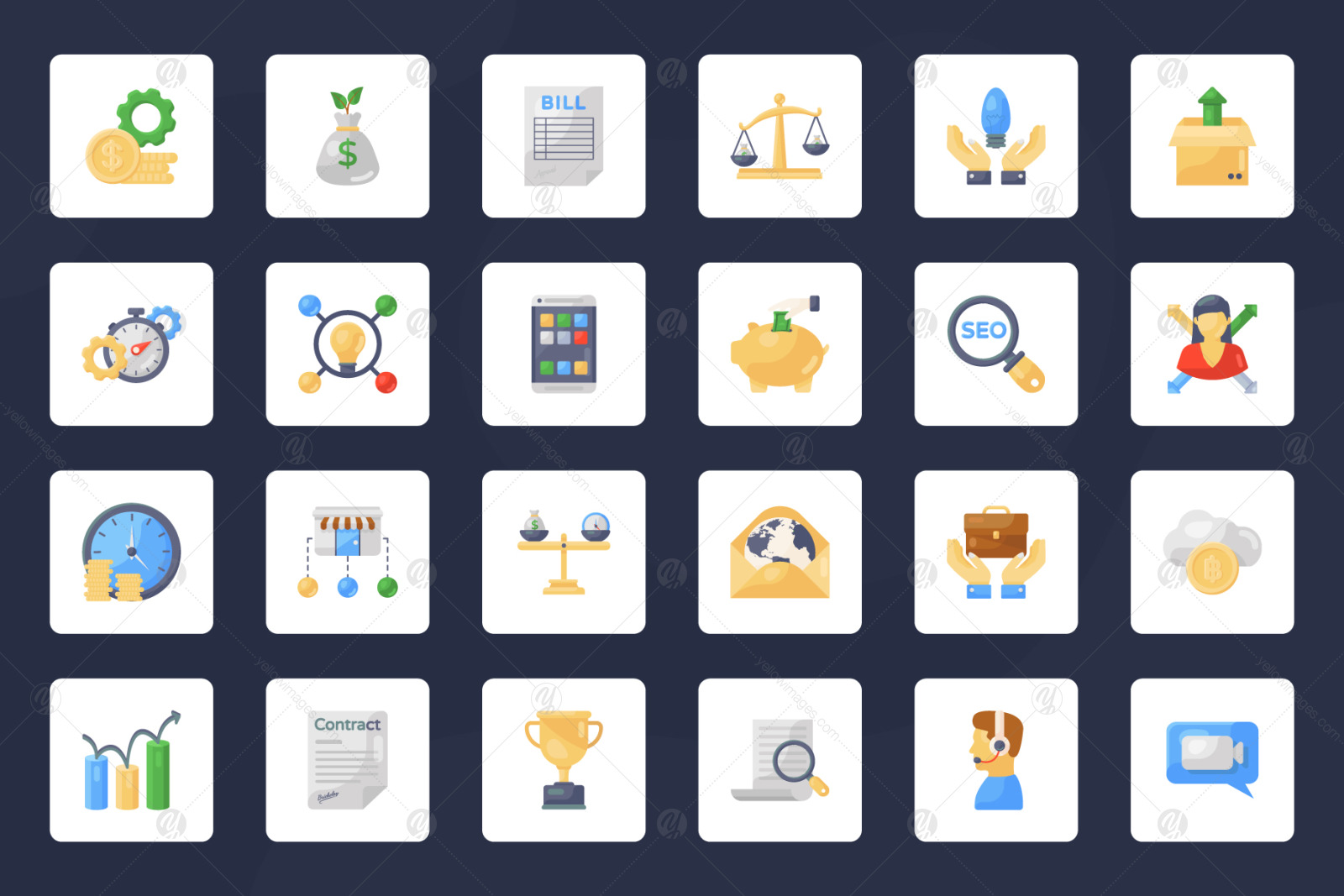 Business and Management Flat Icons