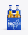 Paper Carrier w/ 4 Beer Bottles Mockup