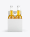 Paper Carrier w/ 4 Beer Bottles Mockup