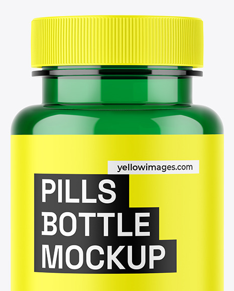 Green Pills Bottle Mockup