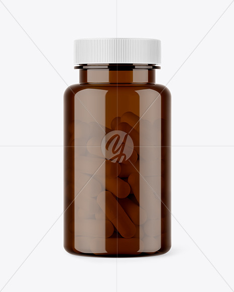 Amber Pills Bottle Mockup