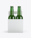 Paper Carrier w/ 4 Green Beer Bottles Mockup