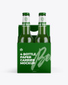 Paper Carrier w/ 4 Green Beer Bottles Mockup