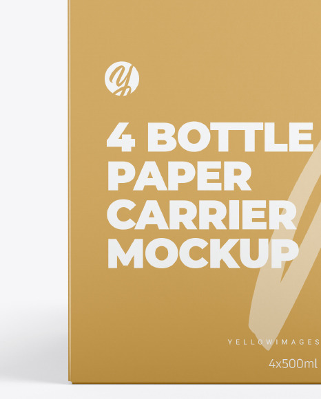 Paper Carrier w/ 4 Amber Beer Bottles Mockup