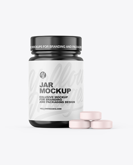 Glossy Jar W/ Tablets Mockup