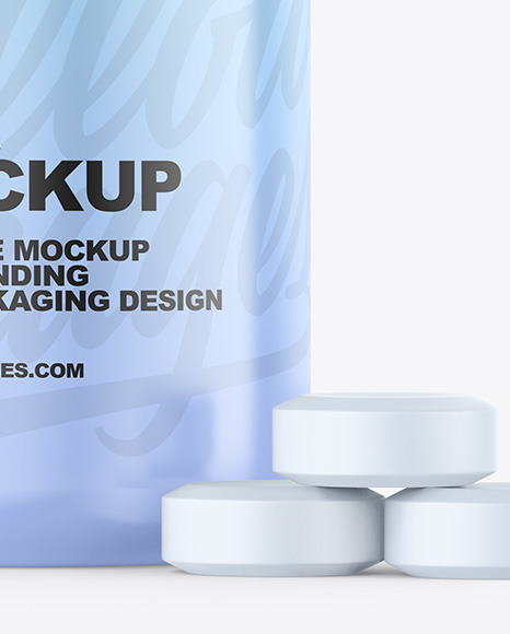 Glossy Jar W/ Tablets Mockup