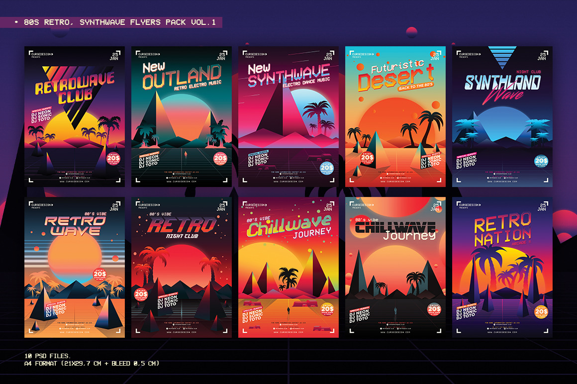 80s Retro, Synthwave Flyers vol.1