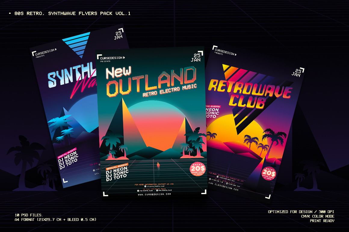 80s Retro, Synthwave Flyers vol.1