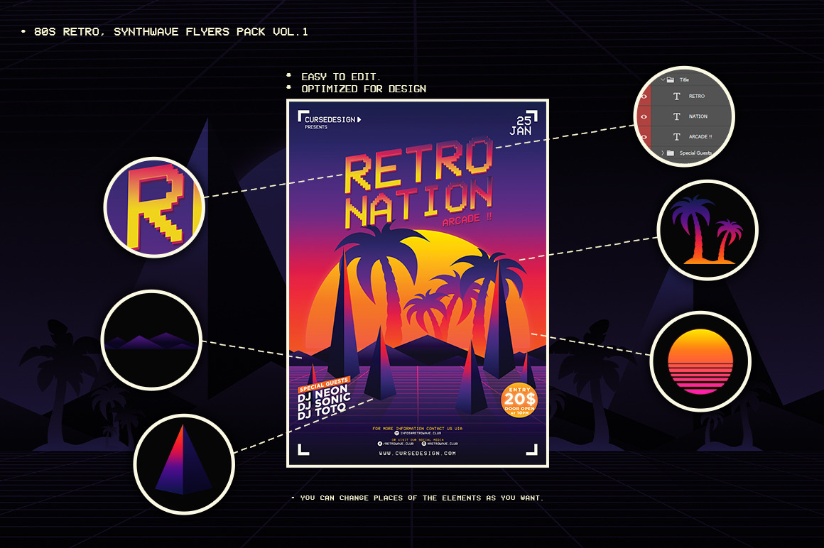 80s Retro, Synthwave Flyers vol.1