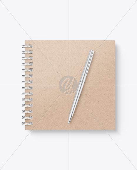 Kraft Paper Notebook With Writing Pen Mockup