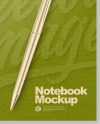 Kraft Paper Notebook With Writing Pen Mockup