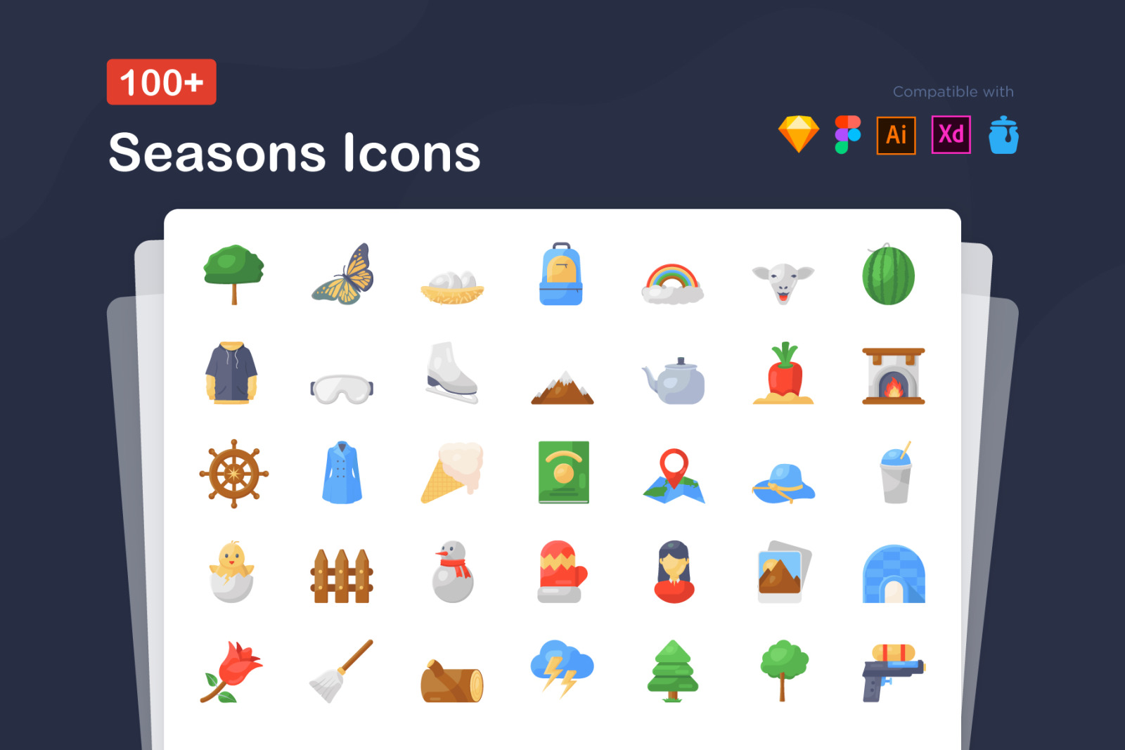 Seasonal Food and Accessories Icons